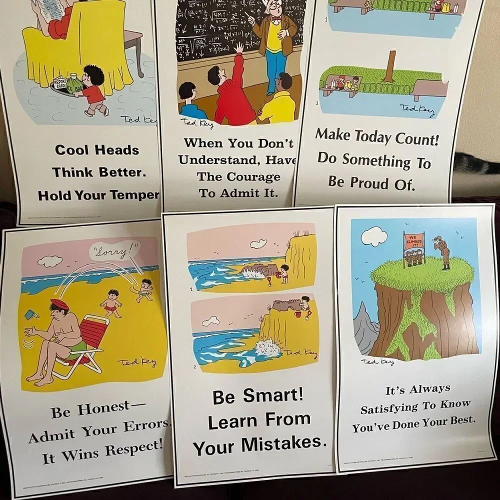 Positive Attitude 1980’s Posters Think Ahead Do The Right Thing set of 6!